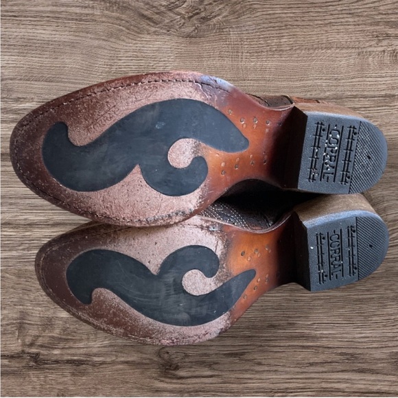 W6 1/2 CORRAL Western Ankle Lamb Embroidery Boot Round Toe Chocolate 6.5 VGUC - Picture 11 of 16